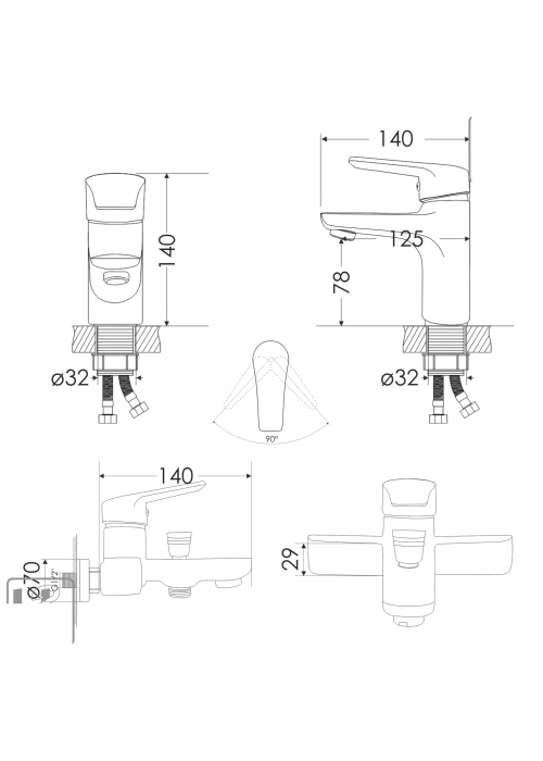 Набор смесителей для ванны RJ KEEL (RJFA083-00CH)