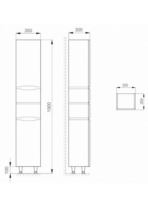 Пенал Sanwerk "ALESSA" 35 венге з корзиною, правий MV0000134