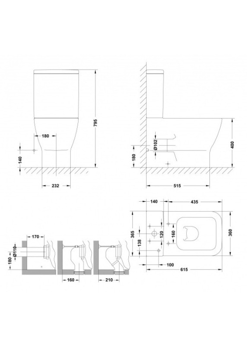 Унитаз компакт Sanwerk EMMA SQUARE SW0003073