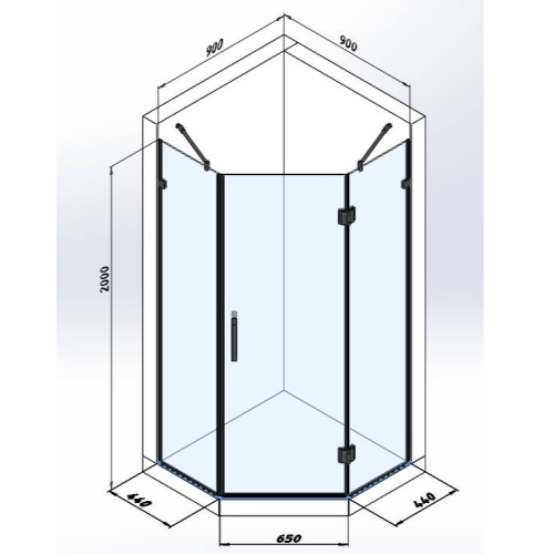 Душевая кабина Studio Glass VICTORIA-90x90, Black