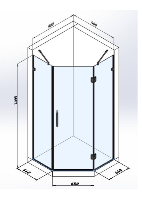 Душевая кабина Studio Glass VICTORIA-90x90, Black