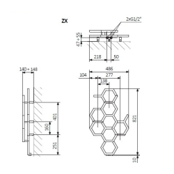 Рушникосушка Terma HEX 820x480 WGH2X082048