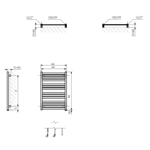 Рушникосушка Terma Marlin One 780х530 WWMRN078053KS96E8P 