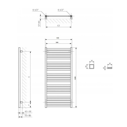 Рушникосушка Terma Marlin One 1185x530  WWMRN118053KS96E1U