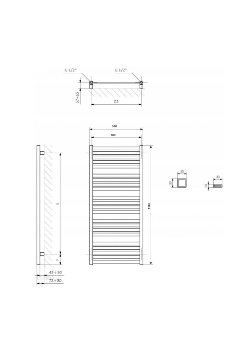 Рушникосушка Terma Marlin One 1185x530  WWMRN118053KS96E1U