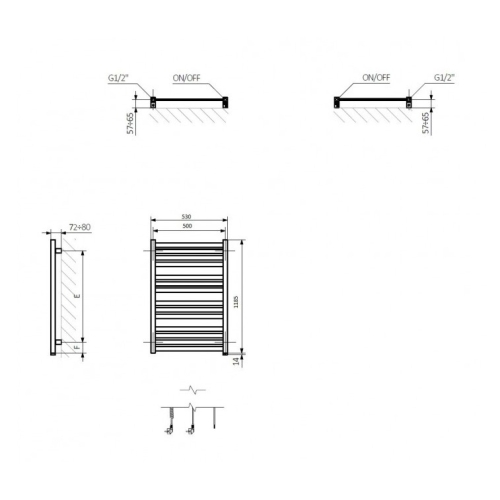 Рушникосушка Terma Marlin One 1185x530 WWMRN118053KS96E8P