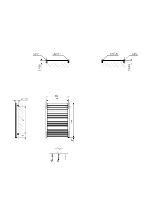 Рушникосушка Terma Marlin One 1185x530 WWMRN118053KS96E8P