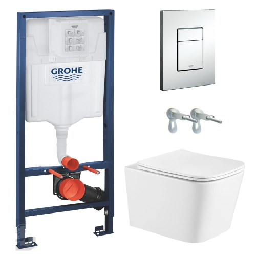 Инсталляционная система Grohe Rapid SL 38772001 c   унитазом Imprese KUBIK TWIST  Rimless c06810233TW 