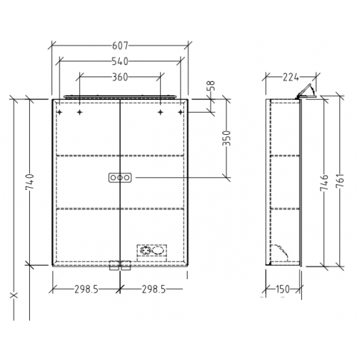 Дзеркальна шафа VILLEROY & BOCH MY VIEW ONE 60 СМ A4396000