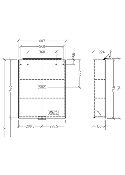 Дзеркальна шафа VILLEROY & BOCH MY VIEW ONE 60 СМ A4396000