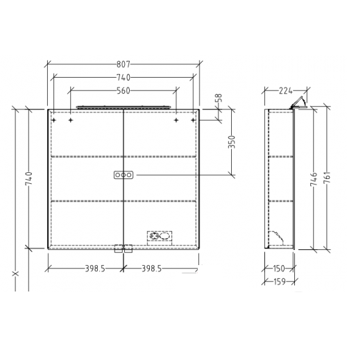 Дзеркальна шафа VILLEROY & BOCH MY VIEW ONE 80 СМ A4398000