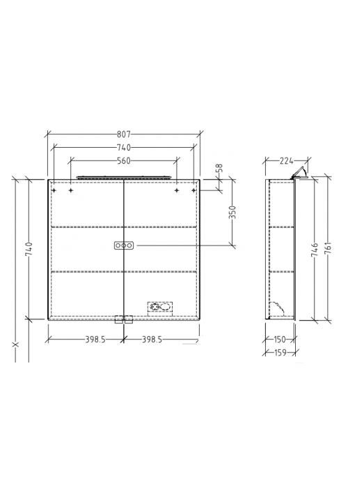 Дзеркальна шафа VILLEROY & BOCH MY VIEW ONE 80 СМ A4398000