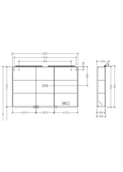 Дзеркальна шафа VILLEROY & BOCH MY VIEW ONE 120 СМ A4401200