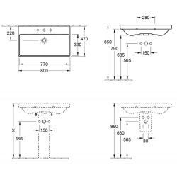 Умивальник Villeroy & Boch AVENTO 80х47 см 41568001