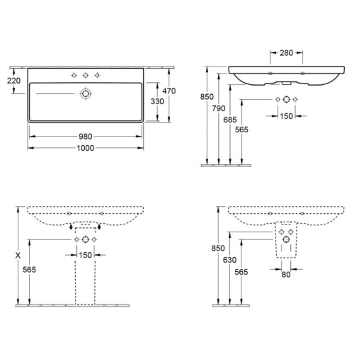 Умивальник Villeroy & Boch AVENTO 100х47 см 4156A201