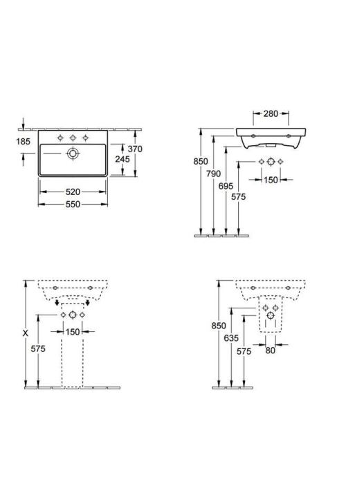 Умывальник Villeroy & Boch AVENTO 55х37 см 4A005501