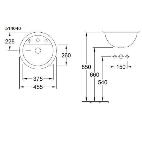 Умивальник VILLEROY & BOCH LOOP & FRIENDS d-45 см 51404001