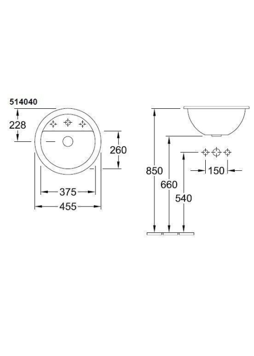 Умывальник VILLEROY & BOCH LOOP & FRIENDS d-45 см 51404001