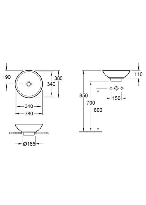 Умывальник VILLEROY & BOCH   LOOP & FRIENDS d-38 см 51480001