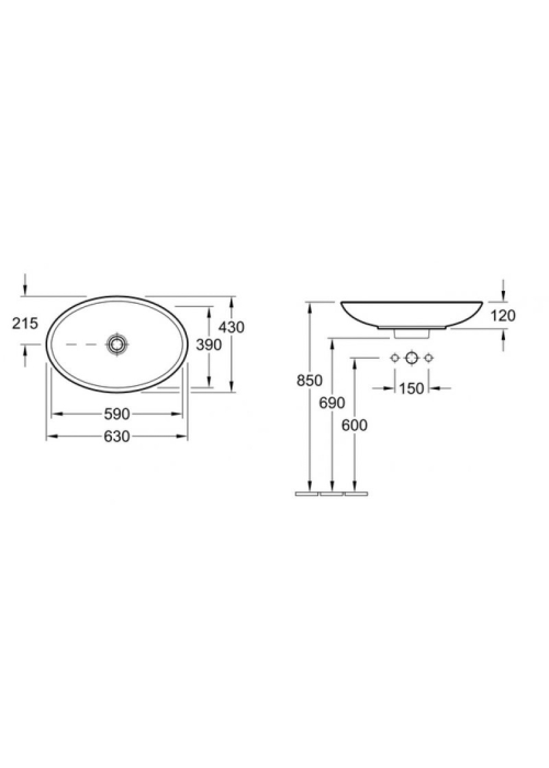 Умивальник VILLEROY & BOCH LOOP & FRIENDS 63х43 см 51511001