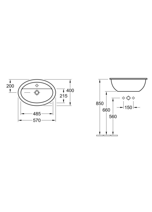 Умывальник VILLEROY & BOCH LOOP & FRIENDS 57х40 см, 51555001