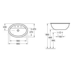 Умывальник VILLEROY & BOCH LOOP & FRIENDS 66х47 см, 51556001