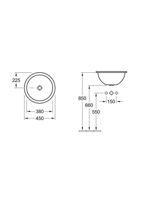 Умивальник VILLEROY & BOCH LOOP & FRIENDS d-45, 61404501