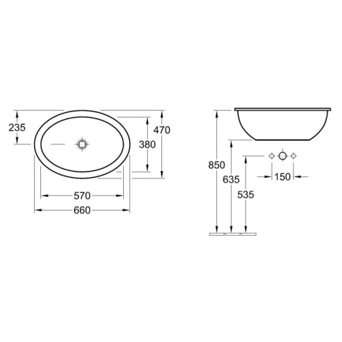 Умивальник VILLEROY & BOCH LOOP & FRIENDS 66х47 см 61553001