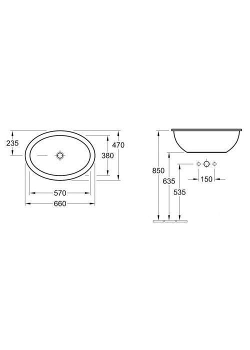 Умывальник VILLEROY & BOCH LOOP & FRIENDS 66х47 см 61553001