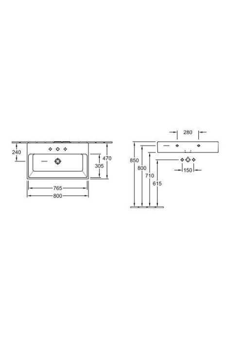 Умывальник Villeroy & Boch MOMENTO 80х47 см 51338501