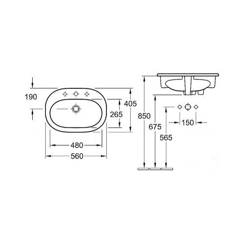 Умивальник VILLEROY & BOCH O.NOVO 56х40 см 41615601 UM