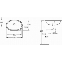 Умивальник VILLEROY & BOCH O.NOVO 58х37 см 41625001 UM