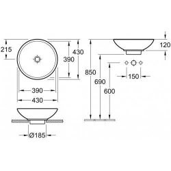 Умывальник VILLEROY & BOCH   LOOP & FRIENDS d-43 см 51440101