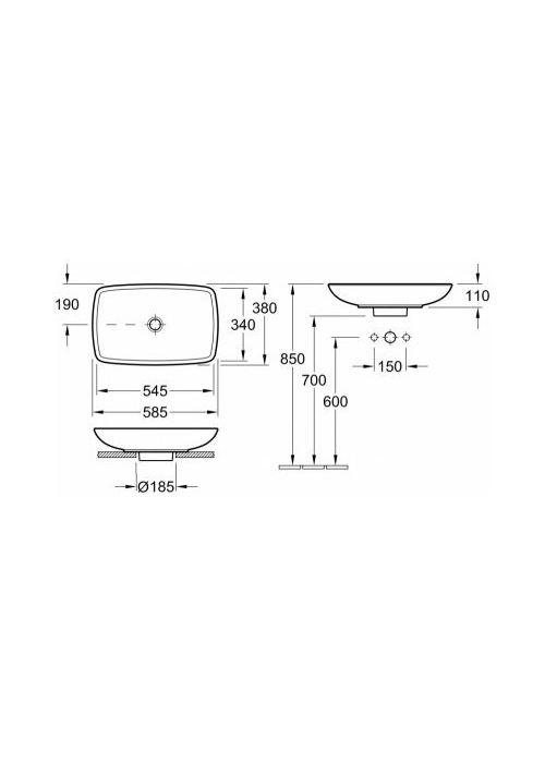 Умивальник VILLEROY & BOCH LOOP & FRIENDS 58х38 см 51540001