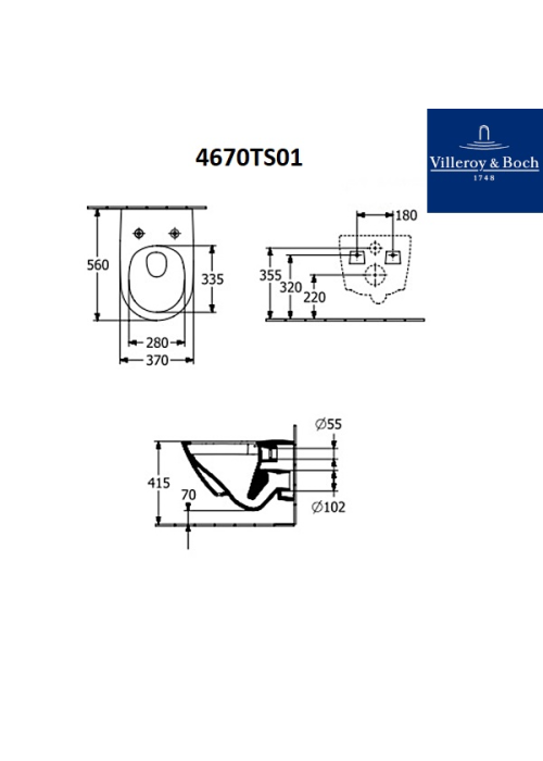 Унитаз подвесной Villeroy & Boch Subway 3.0 с сиденьем Soft Close 4670TS01