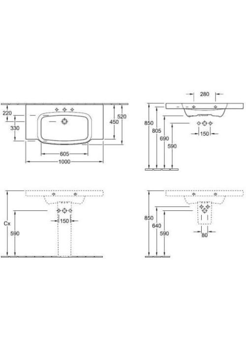 Умывальник Villeroy & Boch SENTIQUE 100х52 см 5142A001