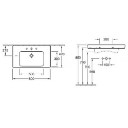 Умивальник Villeroy & Boch SUBWAY 2.0 80х47 см 71758001