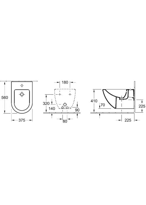 Биде подвесное VILLEROY & BOCH SUBWAY 7K000001