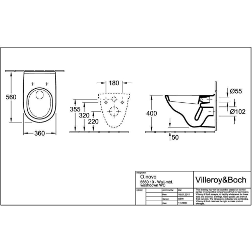 Унітаз підвісний Villeroy & Boch O.Novo 5660H101 + сидіння soft closing 9М38S101