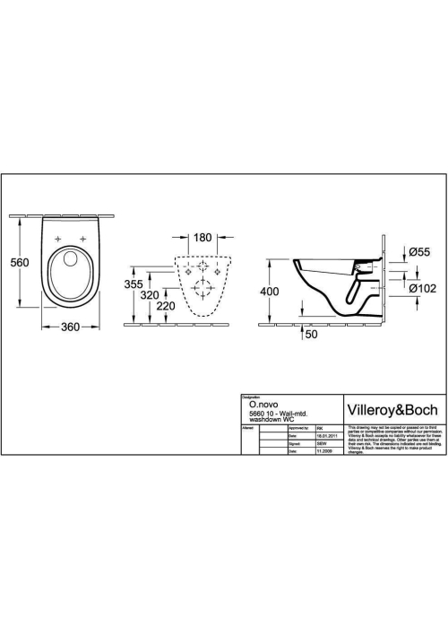 Унітаз підвісний Villeroy & Boch O.Novo 5660H101 + сидіння soft closing 9М38S101