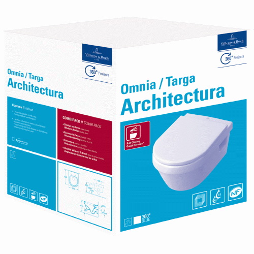 Унітаз підвісний VILLEROY&BOCH OMNIA ARCHITECTURA 5684H101 + сидіння Slow closing 98M9C101