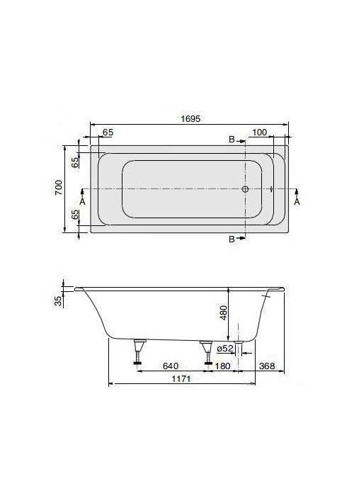 Ванна VILLEROY&BOCH TARGA STYLE UBA 170FRA2V-01 170/75 см