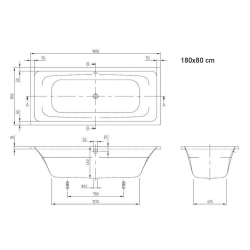 Ванна VILLEROY&BOCH  TARGA STYLE UBA 180FRA2V-01  180/80см