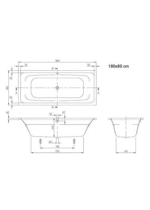 Ванна VILLEROY&BOCH  TARGA STYLE UBA 180FRA2V-01  180/80см