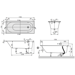 Ванна кварила VILLEROY & BOCH Oberon (UBQ170OBE2V-01) 170х75 + ніжки U99740000