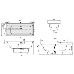 Ванна VILLEROY&BOCH SUBWAY 160*70см UBA167SUB2V-01