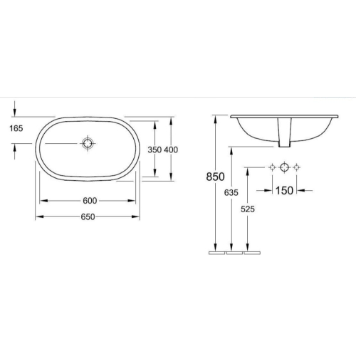 Умивальник VILLEROY & BOCH O.NOVO 60х35 см, 41626001