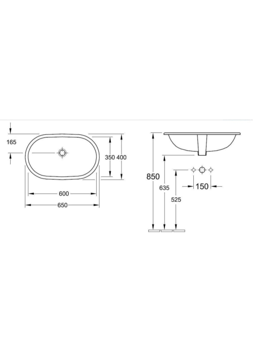 Умивальник VILLEROY & BOCH O.NOVO 60х35 см, 41626001