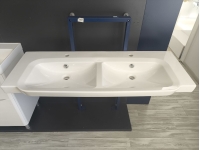 Умивальник подвійний підвісний прямокутний на два змішувача Villeroy&Boch SENTIQUE 130х52 см (5126D1R2) (Сантехнічний недолив)