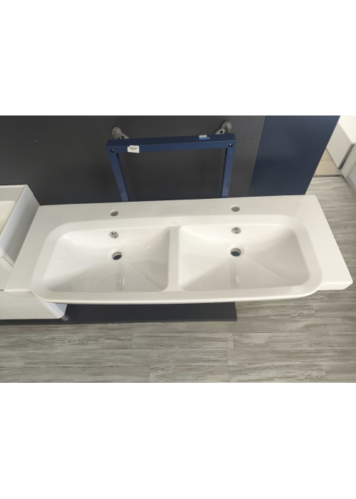 Умывальник двойной подвесной прямоугольный на два смесителя Villeroy&Boch SENTIQUE 130х52 см (5126D1R2) (Сантехнический недолив)
